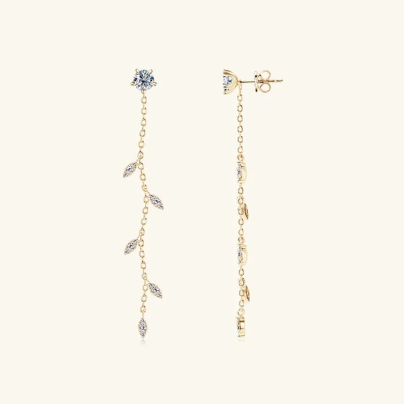 1.38 Carat Moissanite 925 Sterling Silver Leaf Earrings - Picture 3 of 9